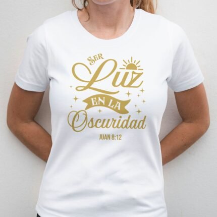 Remera con diseño cristiano en dorado Cód. FAP032